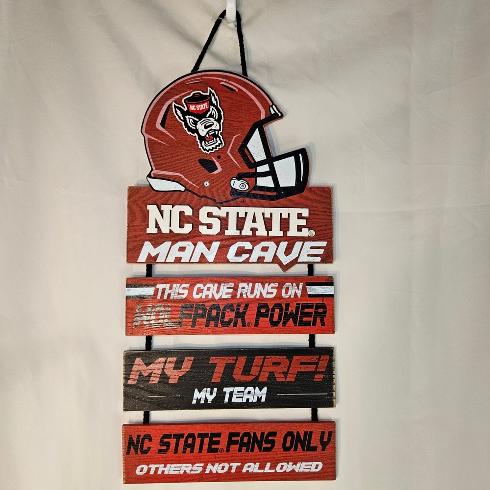 NC State Wolfpack Man Cave Decor Sign Football‎ Helmet Wall Art